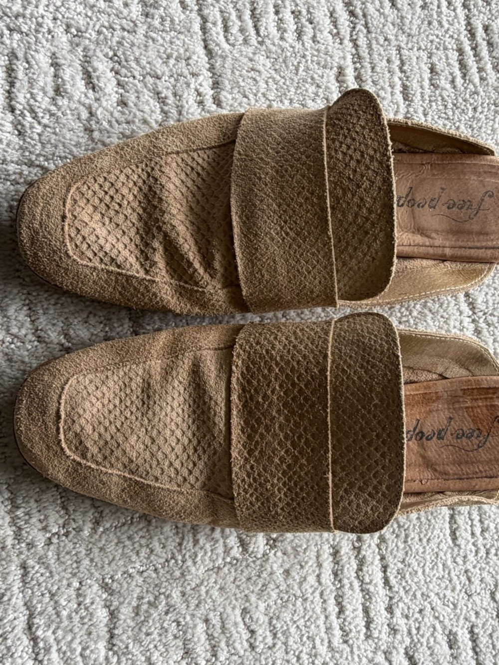 Free People Textured Suede Mule in Brown Tan